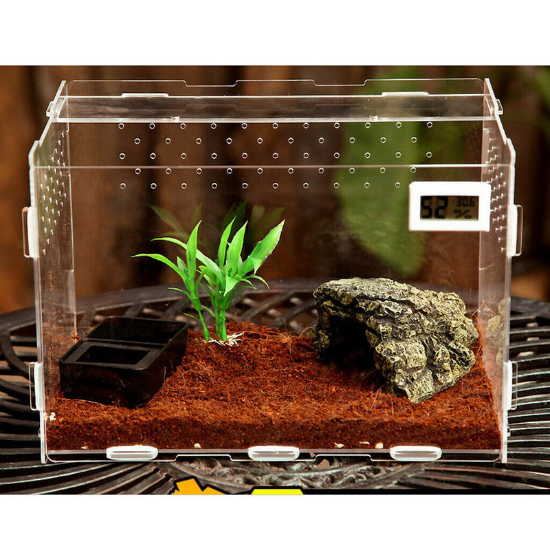 Clear Acrylic Pet Reptile Lizard Transport Breeding Feeding Case 17x17x17cm