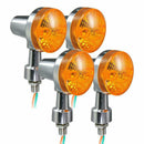 4 Pcs Chrome Universal Motorcycle Turn Signal Indicator Amber Blinker Lights