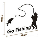 Interesting 1 Pcs Car Stickers Funny Go Fishing Black Decals 5.51"*4.33" JR