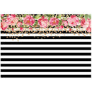 7x5ft photography backdrops Black and white stripe watercolor pink flower b Q1B5