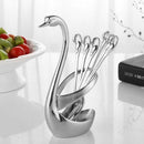 7pcs/set Home Decor Elegant Swan Holder Stainless Steel Small Dessert Coffe F3H3