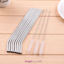 8Pcs Stainless Steel Metal Drinking Straw Straws with 3 Cleaner Brush Kit
