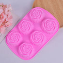 1PC Silicone Cake Mold 6-Cavity Rose Moulds Chocolate Kitchen Cake Cupcake Mol%!