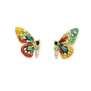 Rhinestone Earrings Girl Colorful Butterfly Stud Earrings Women Wedding Jewelry