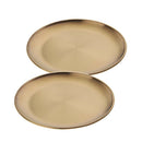 2 Pieces Stainless Steel Fruit Dinner Plate Round Golden Dish 9 Inch in Dia
