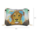 DIY Lion Special Shaped Diamond Painting Women Leather Chain Crossbody Bags