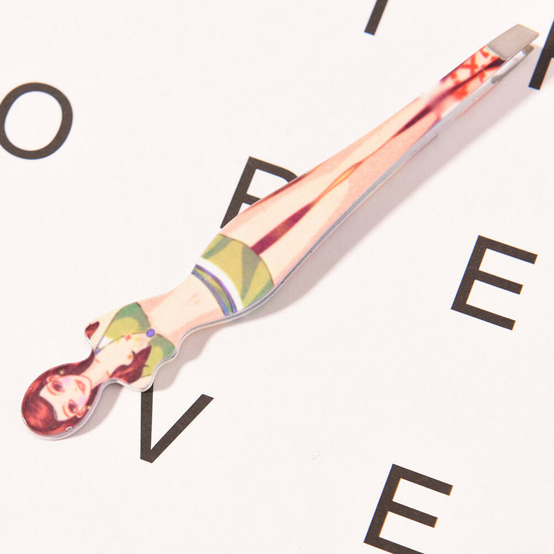 Beautiful Folder Stainless Steel Slant Tip Eyebrow Tweezer Hair Removal Rando TO