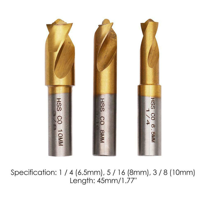3pcs 6.5mm 8mm 10mm HSS CO Rotary Spot Weld Cutter Sawtooth Point Drill Bit