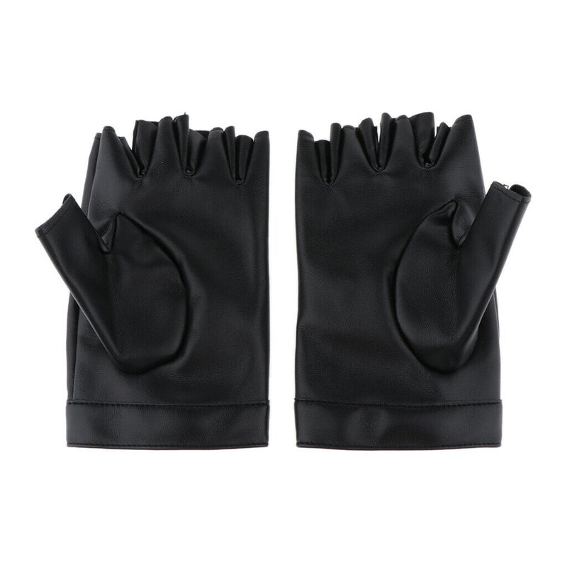 Rivets Gloves Half Finger Gloves Black Hollow out Driving Fingerless Gloves