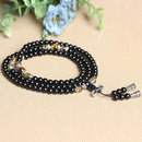 Black Stone Buddhist 108 Prayer Mala Bead Necklace Bracelet Tiger Eye Agate 6mm