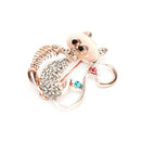 Fashion Crystal Cat Eat Fish Brooch Animal Women Pin Decor Corsage Badge JewelJR