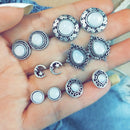 6Pairs/Set Opal Crystal Moon Earrings Women Ear Stud Jewelry Wedding Party JR
