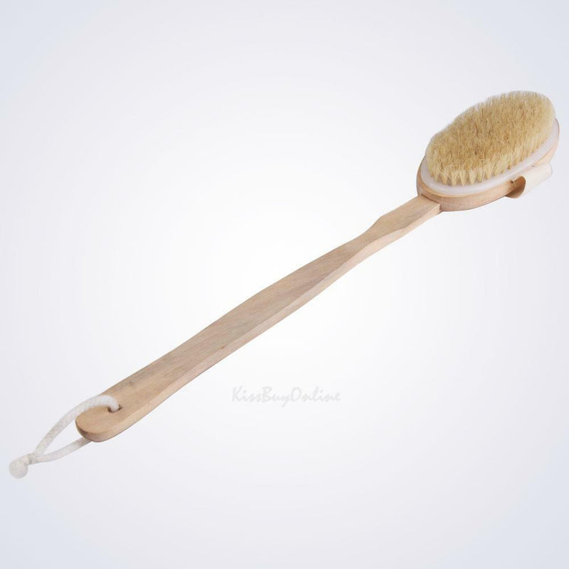 Natural Wood Bath Shower Body Back Brush Bristles SPA Long Handle Scrub Massager