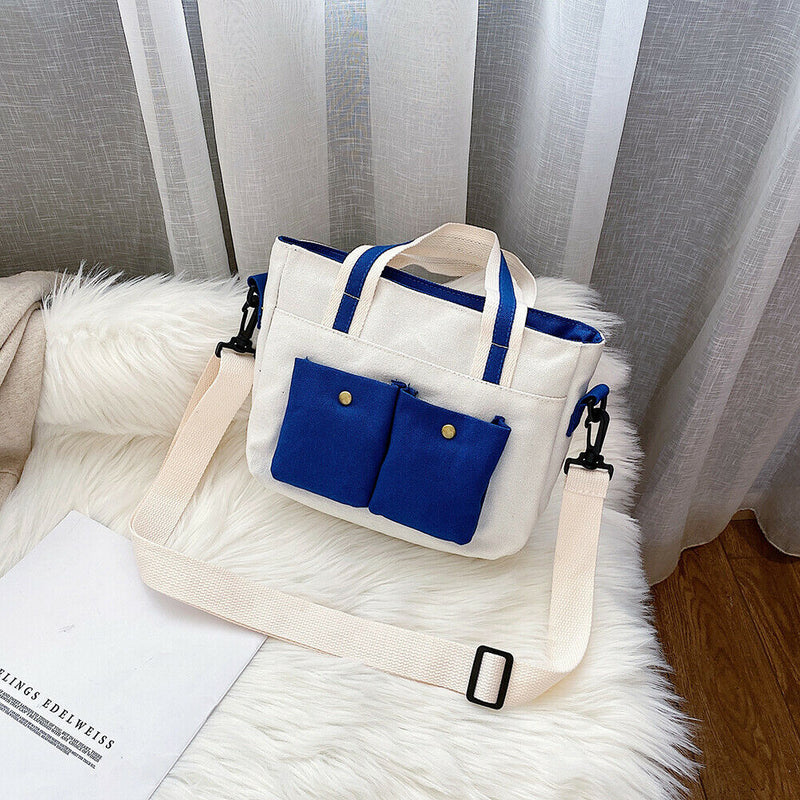 Women Handbags Canvas Shoulder Messenger Crossbody Bag Casual Tote (Blue)