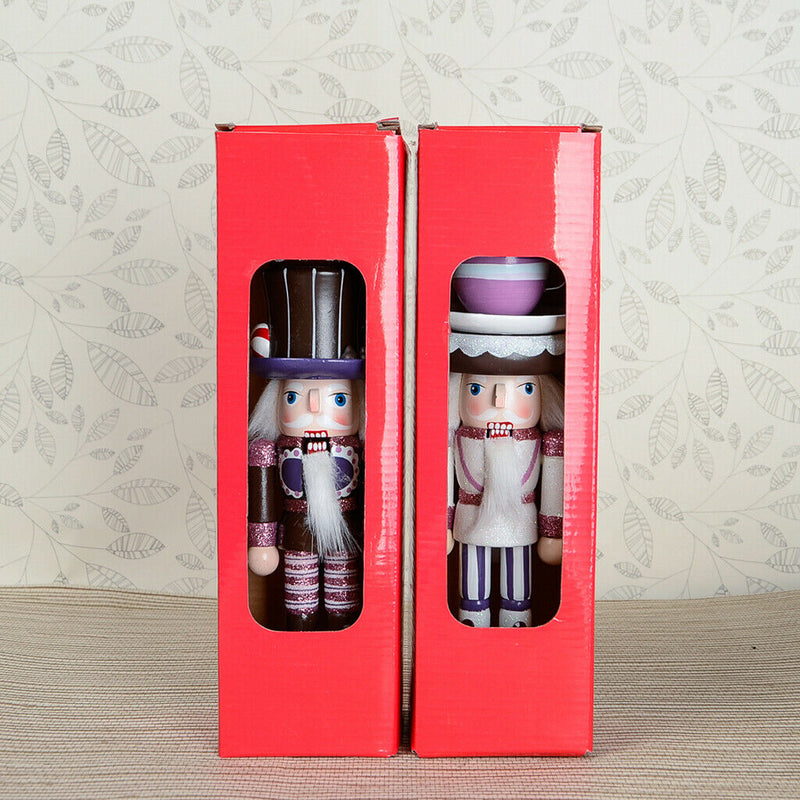 25cm Wooden Solider Nutcrackers w/ Cake Cookie Hat Christmas Decoration Ornament