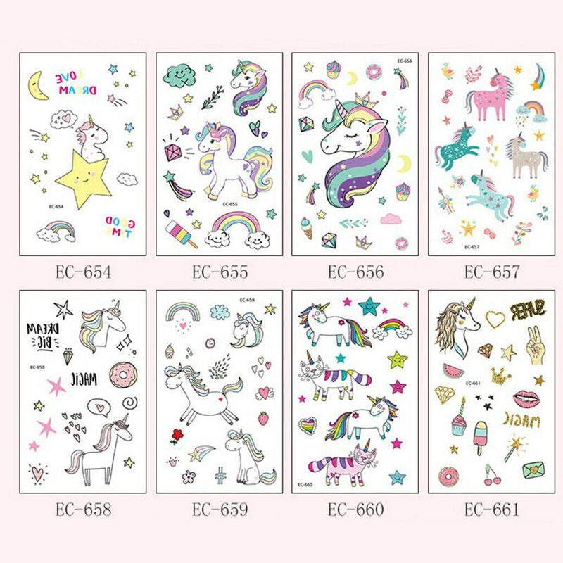 10 Lot Lovely Cute Cartoon Horse Star Tattoos Kids Transfer Stickers For DIY