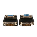 2 Pieces 90 Degree DVI 24+5 Male to 15 Pin VGA Female Adapter Converter