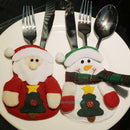 3pcs Christmas Santa Claus Fork Bag Cover Tableware Cutlery Holder Table Decor