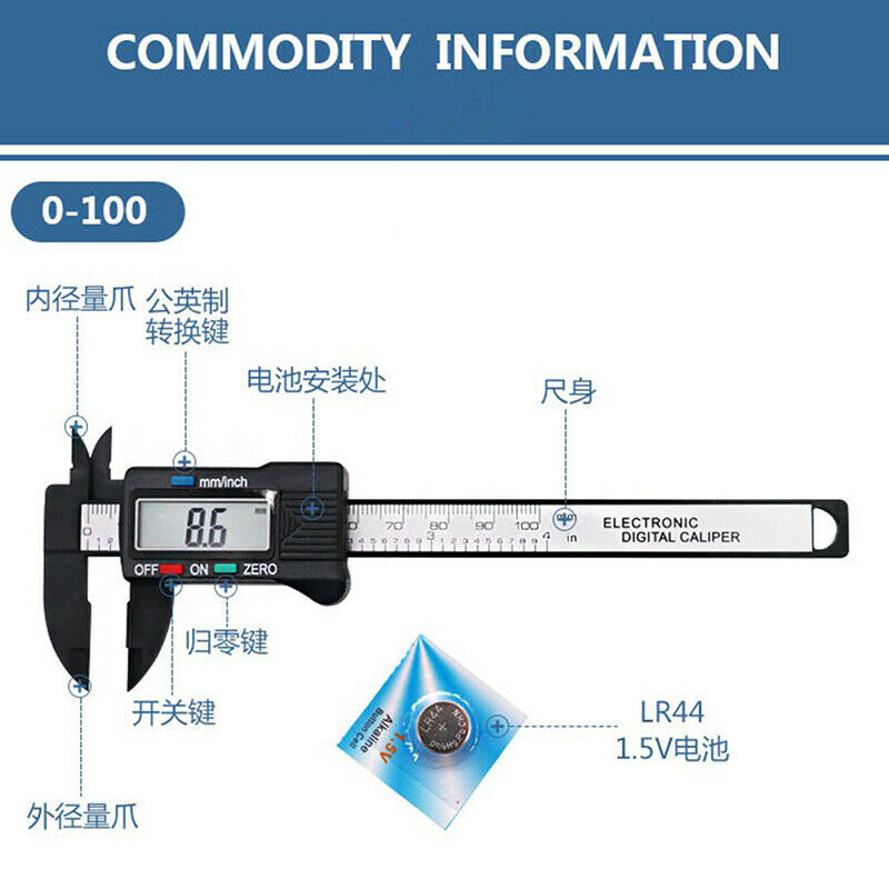 Arrival  LCD Digital Electronic Carbon Fiber Vernier Micrometer Measuring T Ew