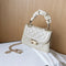 Lattice Pattern Shoulder Bags Women PU Pleated Chain Small Handbag (Beige)