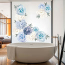 Blue Peony Rose Flowers Wall Stickers for Kids Room Living Room Home DecorJ Gw