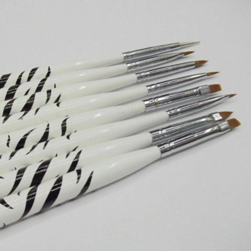 8 PCs nail art pen brush gel acrylic painting drawing dotting C4V6 p liner P6Q1
