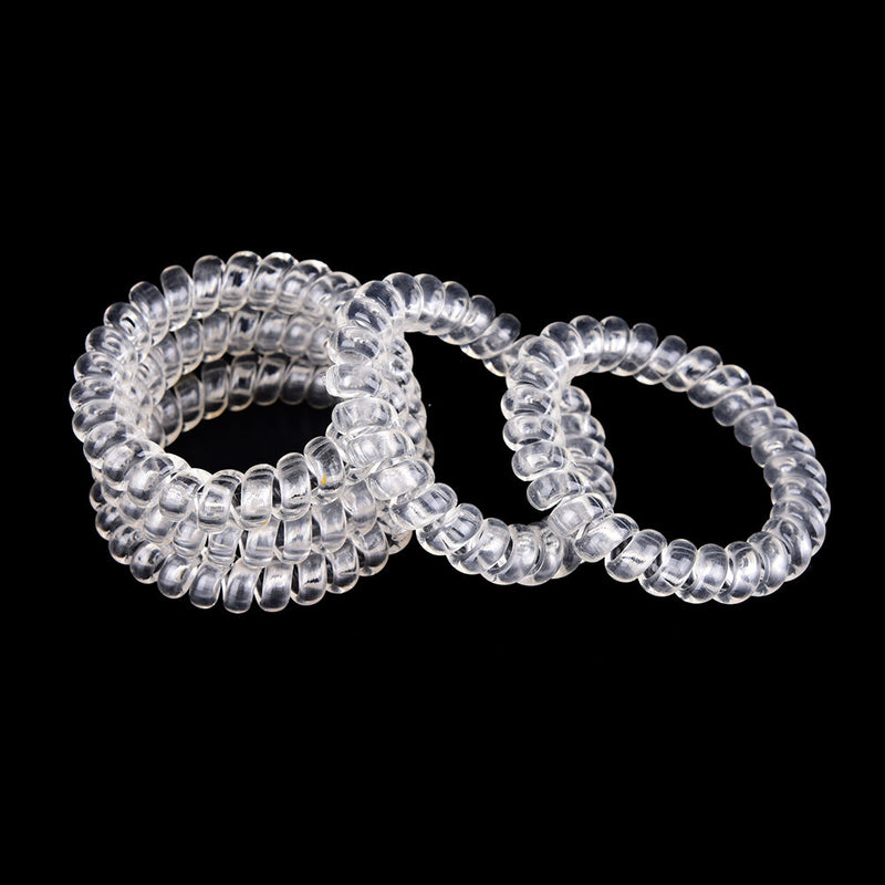 5X Lady Girl Clear Elastic Rubber Hair Ties Spiral Rubber Rope HairbandME