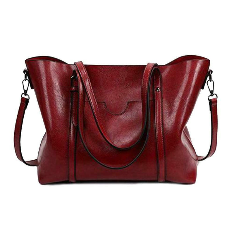 Women PU Leather Shoulder Crossbody Bag Large Capacity Totes Handbag (Red) A