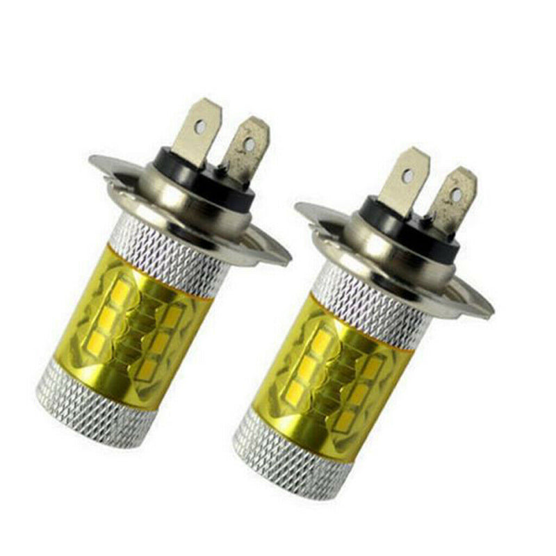 2PCS H7 2323 80W 6000K 16-SMD LED Fog Lights Driving Bulbs for Car - Yellow