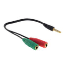 3.5mm Stereo Audio Male to 2x Female Headset Mic Y Splitter Cable 20cm