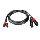 2RCA Male Plug to Dual XLR 3Pin Female Audio Cable Amplifier Mixing Plug Wire