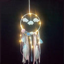 Circular Handmade Feather LED Dreamcatcher Hanging Household Decor Ornament Home