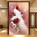 Wall Gift Hotel 5D DIY Diamond Painting Set Canvas White Peacock Home Decor