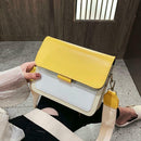 Hit Color Shoulder Handbags Women Chain Leather Flap Crossbody Bag (Yellow) A