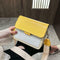 Hit Color Shoulder Handbags Women Chain Leather Flap Crossbody Bag (Yellow) A