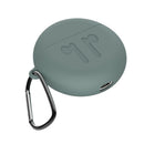 Silicone Solid Green Earphone Case w/ Carbiner Earbuds Bag for Huawei Freebuds 3