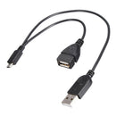 Micro USB Splitter Cable, Micro USB Male to USB-A Male and USB-A Female Adapter