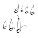 7pcs Stainless Steel Fishing Rod Double Leg Guides Tips Repair Kit Eye Rings