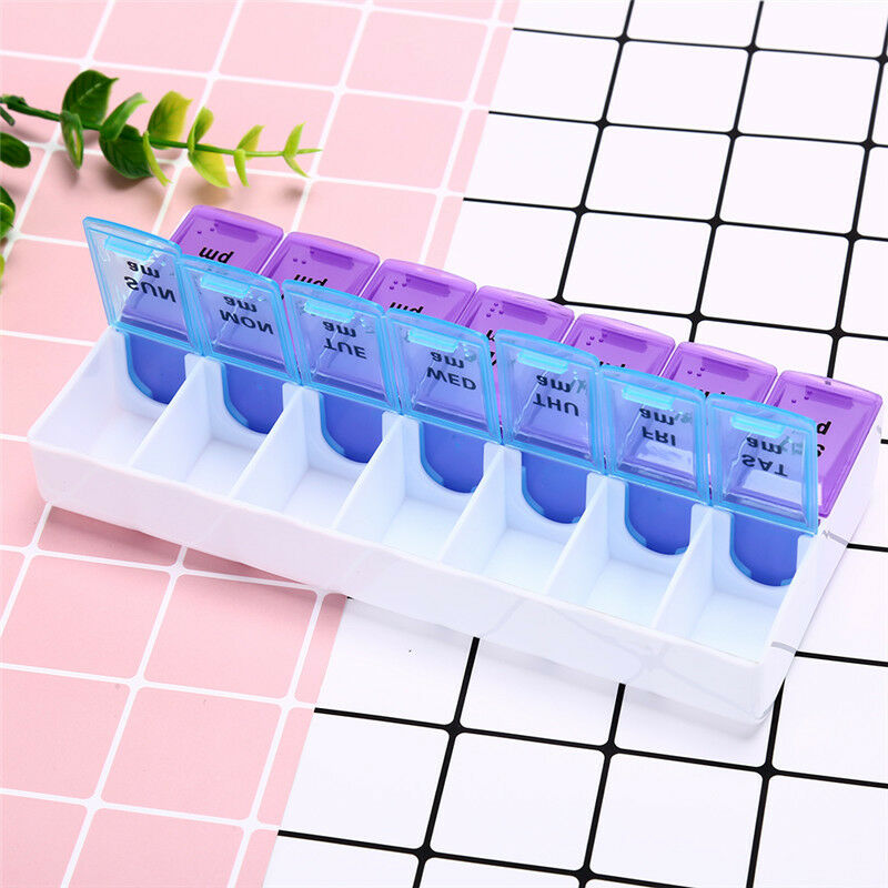 1pc Medical 7 Day Pill Box Drug Storage 14 Slots Pill Box Weekly StorageVGUSTEU