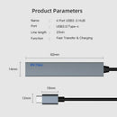 Type-C To 4 USB Hub Expander Ultra-Thin Portable 4 Ports Splitter PC Computer