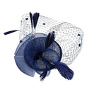 Ascot Races Feather Hair Cords Fascinator Clip   Side Fancy Hat Blue