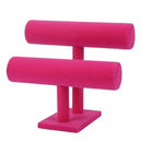 Covered 2 Tier Necklace Jewelry Bangle Bracelet Holder Display Stand for Ho J4Q3