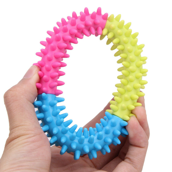 Pets 3 Color Embossment Spinose Ring TPR Rubber Toys Resistance to bite #gib