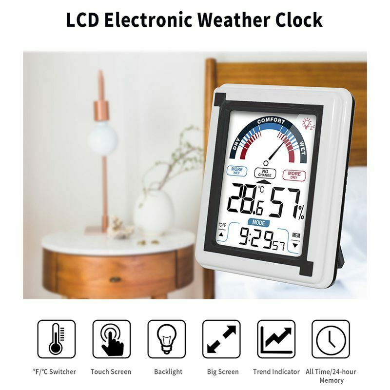 Electronic Weather Clock Temperature Humidity Meter Indicator Thermometer L I7S1