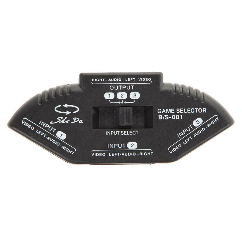 3-Way Audio Video AV RCA Black Switch Selector Box Splitter with/3RCA Cable