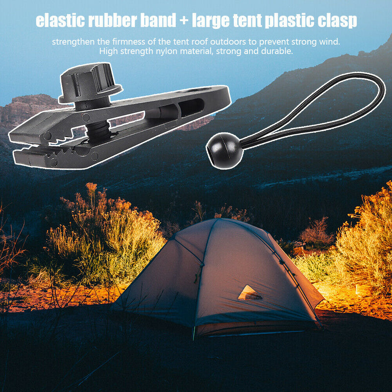 10x Tent Clip Heavy Duty Awning Clamp Tarpaulin Strap Bungee for Camping A