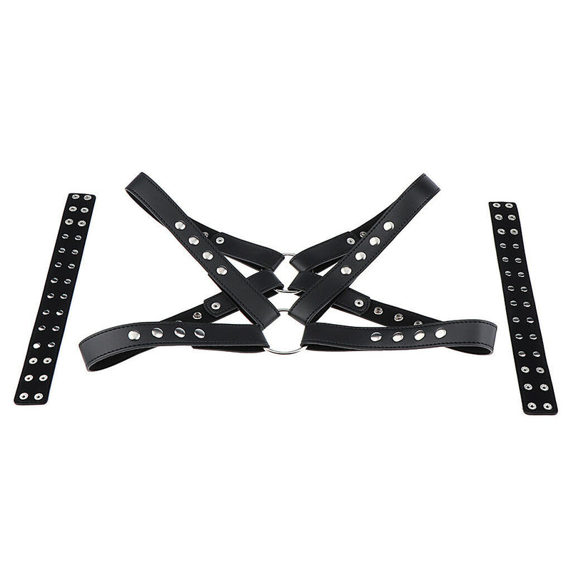 Mens Leather Chest Harness Straps Belts Suspenders Braces Arm Band Costume