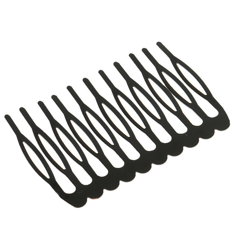 10pcs Black Plain Metal 10 Teeth Hair Combs Clips Hairpins for Dressing