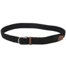 Men Leather Braided Elastic Stretch Metal Buckle Belt Waistband Black