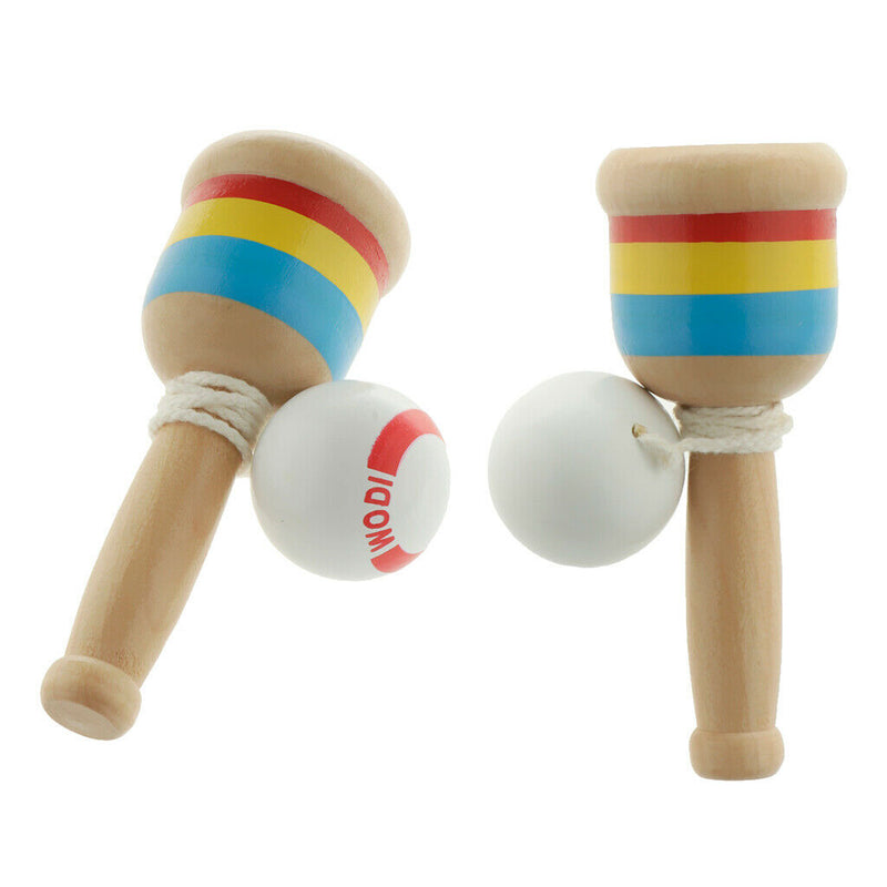 2pcs Wooden Kendama Ball & Colorful Cup, Classic Japanese Balancing Skill Game
